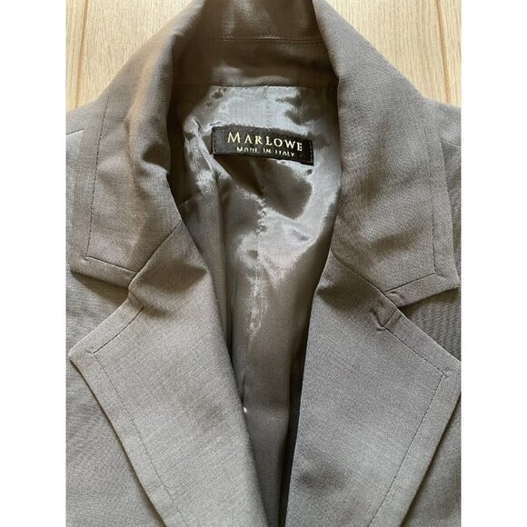 Marlowe Italy Two Piece Wool Pant Suit Set Women's Size 40 Gray Jacket & Pants - Picture 2 of 12